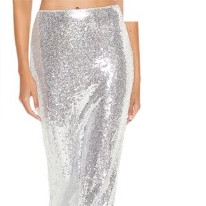 Forever 21 Silver Sequin Maxi Skirt